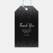 Zwart en Zilver Glitter Gift Labels Cadeaulabel (Voorkant)