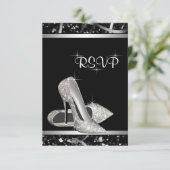 Zwart en Zilver Glitter Hoge Hak Schoen RSVP (Staand voorkant)