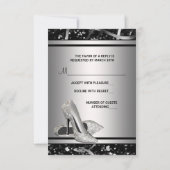 Zwart en Zilver Glitter Hoge Hak Schoen RSVP (Achterkant)