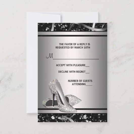 Zwart en Zilver Glitter Hoge Hak Schoen RSVP (Achterkant)
