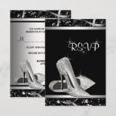 Zwart en Zilver Glitter Hoge Hak Schoen RSVP (Voorkant / Achterkant)