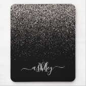 Zwart en zilver Glitter Muismat (Voorkant)