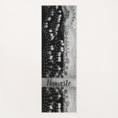 Zwart en Zilver Glitter Munten Gepersonaliseerd Yogamat (Voorkant)