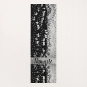 Zwart en Zilver Glitter Munten Gepersonaliseerd Yogamat (Achterkant)