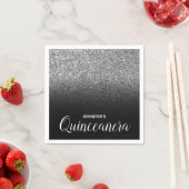 Zwart en Zilver Glitter Ombre Quinceanera Servet (Insitu)
