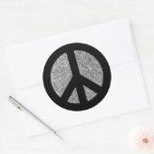 Zwart en zilver Glitter Photo Peace Symbol Ronde Sticker (Envelop)