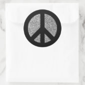 Zwart en zilver Glitter Photo Peace Symbol Ronde Sticker (Tas)