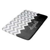 Zwart en zilver Glitter Print Chevrons en naam Badmat (Gekanteld)