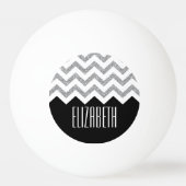 Zwart en zilver Glitter Print Chevrons en naam Pingpongbal (Voorkant)