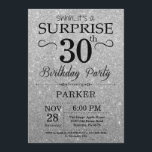 Zwart en zilver Glitter Surprise 30th Birthday Kaart<br><div class="desc">Black and Silver Glitter Surprise 30th Birthday Invitation. Silver Glitter Background Volwassen verjaardag. Mannen of vrouwen uitgenodigd. Elke leeftijd. Voor verdere aanpassing,  te klikken gelieve de knoop "van de Aanpassing het"en ons ontwerphulpmiddel te gebruiken om deze sjabloon te wijzigen.</div>