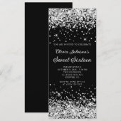 Zwart en Zilver Glitter Sweet Sixteen Kaart (Voorkant / Achterkant)