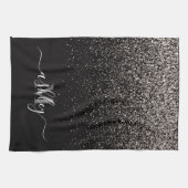 Zwart en zilver Glitter Theedoek (Horizontaal)