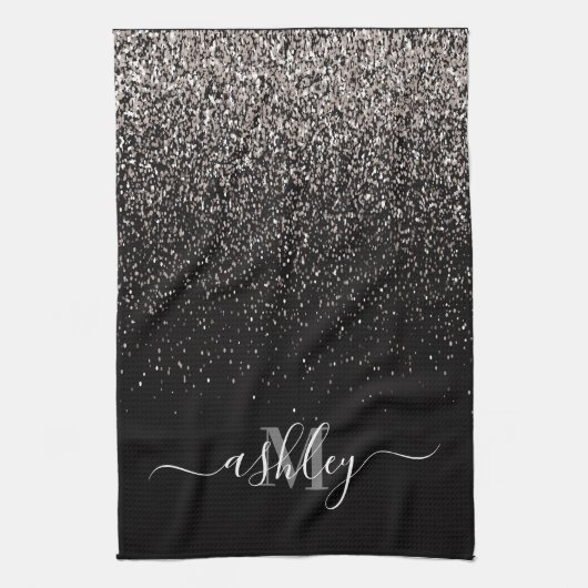Zwart en zilver Glitter Theedoek (Verticaal)