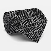 Zwart en zilver gridlock patroon  stropdas (Opgerold)