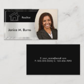 Zwart en zilver grijs fotoontwerp visitekaartje (Voorkant / Achterkant)