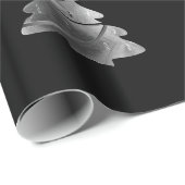 Zwart en zilver grijs kerstboompatroon cadeaupapier (Rol Hoek)