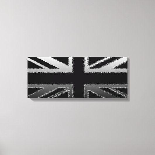 Zwart en zilver grijs Union Jack Canvas Print (Voorkant)
