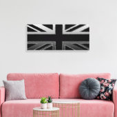 Zwart en zilver grijs Union Jack Canvas Print (Insitu (Woonkamer))