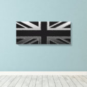 Zwart en zilver grijs Union Jack Canvas Print (Insitu (Houten vloer))
