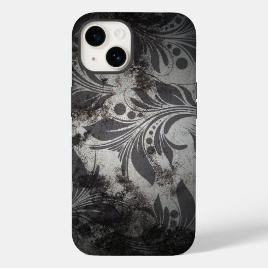 Zwart en zilver Grunge ontwerp Case-Mate iPhone Case (Achterkant)