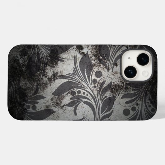 Zwart en zilver Grunge ontwerp Case-Mate iPhone Case (Achterkant (horizontaal))