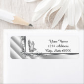 Zwart en Zilver Hoge Hiel Schoen Adres Etiket (Insitu)