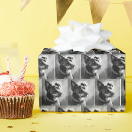 Zwart en Zilver Hond Schets Schilderen Cadeaupapier
