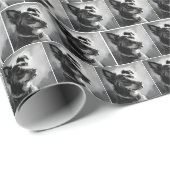 Zwart en Zilver Hond Schets Schilderen Cadeaupapier (Rol Hoek)