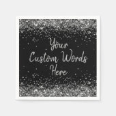 Zwart en Zilver Jubileum Feest Verjaardagsfeest Servet (Voorkant)