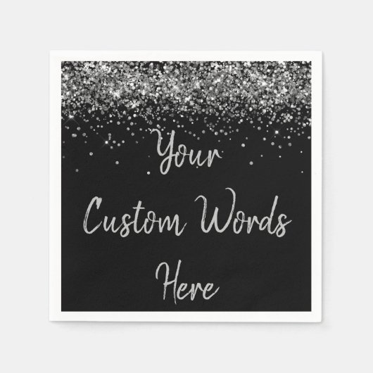 Zwart en Zilver Jubileumfeest Verjaardagsfeest Servet (Voorkant)