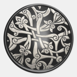 Zwart en zilver Keltische Damask Envelope Seal Ronde Sticker
