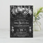 Zwart en zilver Kerstballen Nieuwjaarsfeest Kaart (Staand voorkant)