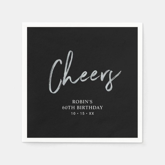 Zwart en zilver | Lettering Volwassendag Servet (Voorkant)
