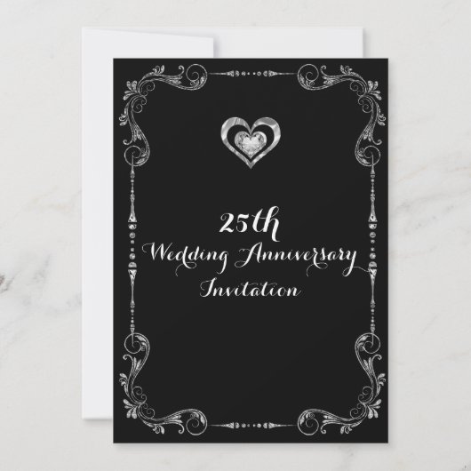 Zwart en zilver Lijst, Heart Silver Jubileum Kaart (Achterkant)