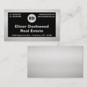 Zwart en zilver makelaar in onroerend goed visitekaartje (Voorkant / Achterkant)