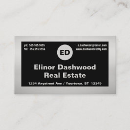 Zwart en zilver makelaar in onroerend goed visitekaartje