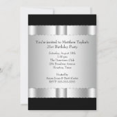 Zwart en Zilver Mans 21ste Verjaardagsfeest Kaart (Achterkant)