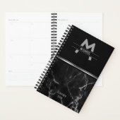Zwart en zilver marmeren textuur monogram planner (Display)