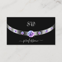 Zwart en zilver met Paarse diamanten, gemonocgramm Visitekaartje