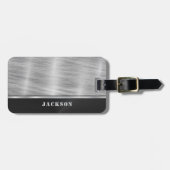 Zwart en zilver metaal bagagelabel (Voorkant horizontaal)