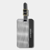 Zwart en zilver metaal bagagelabel (Voorkant verticaal)