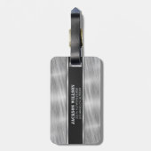 Zwart en zilver metaal bagagelabel (Achterkant verticaal)