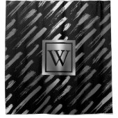 Zwart en Zilver Metallic Abstract Douchegordijn (Voorkant)