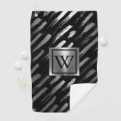 Zwart en Zilver Metallic Abstract Golfhanddoek (Insitu)