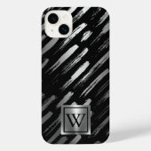 Zwart en Zilver Metallic Abstract iPhone Hoesje (Achterkant)