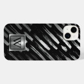 Zwart en Zilver Metallic Abstract iPhone Hoesje (Achterkant horizontaal)