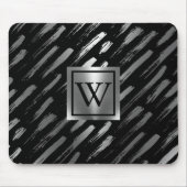 Zwart en Zilver Metallic Abstract Muismat (Voorkant)