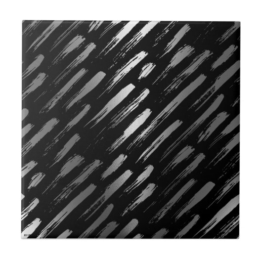 Zwart en Zilver Metallic Abstract Tegeltje (Voorkant)