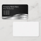 Zwart en zilver metallic look visitekaartje (Voorkant / Achterkant)