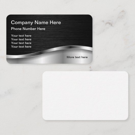 Zwart en zilver metallic look visitekaartje (Voorkant / Achterkant)